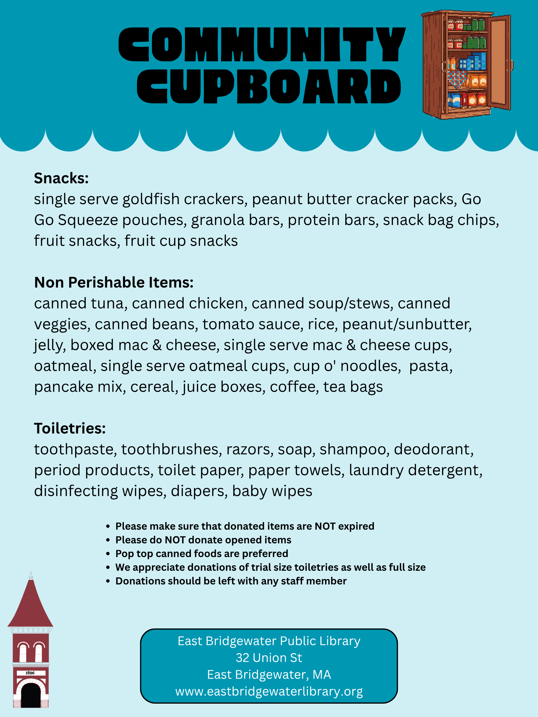 Community Cupboard donation requests