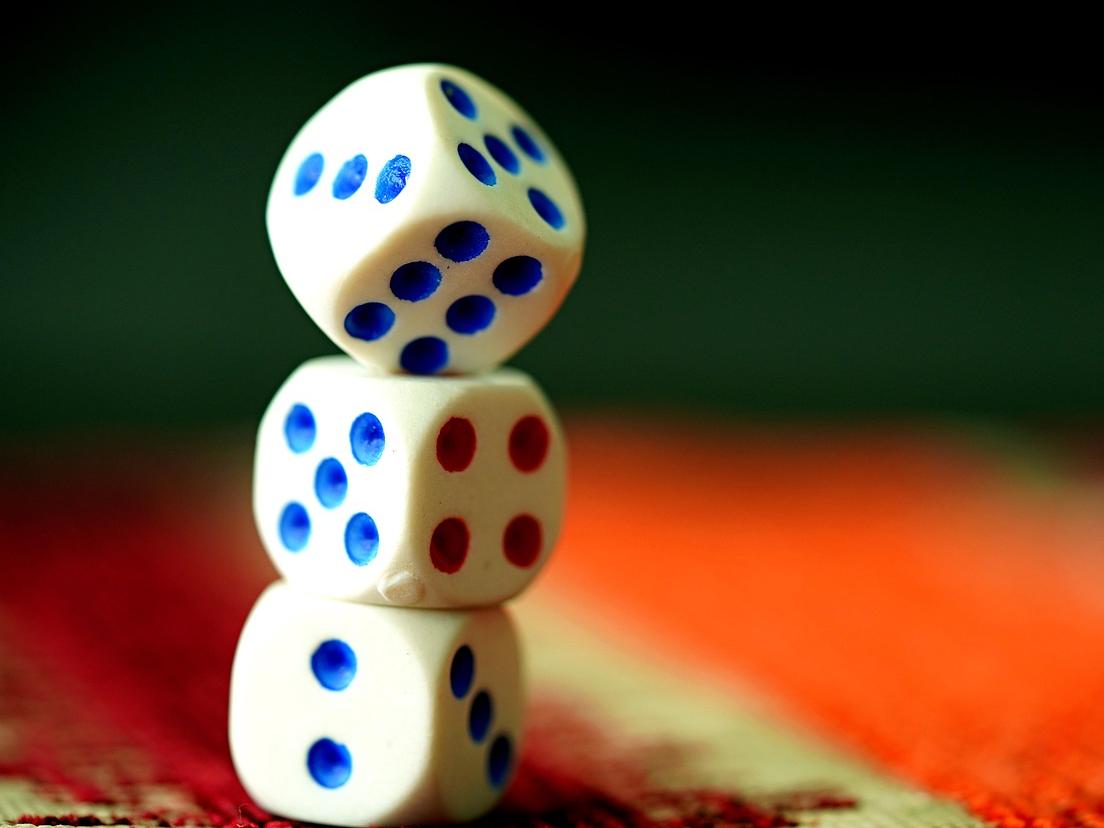 3 dice on top of each other